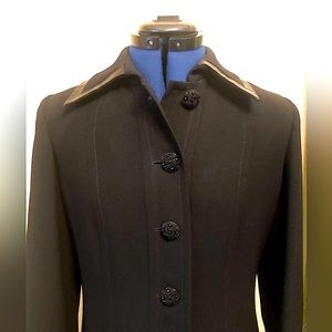 Coat - black longline buttons.